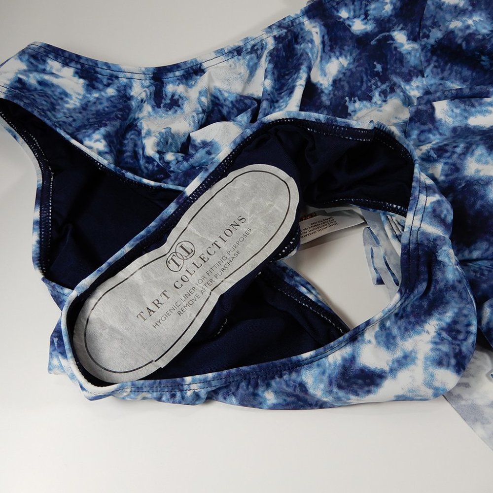 Tart Collections Enzo Monokini Swimsuit Size M One Shoulder Blue Tie Dye NEW - Picture 6 of 6